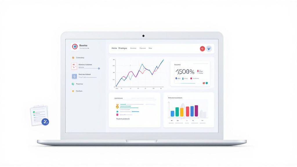 A person looking at charts and graphs on a computer screen, analysing marketing performance.