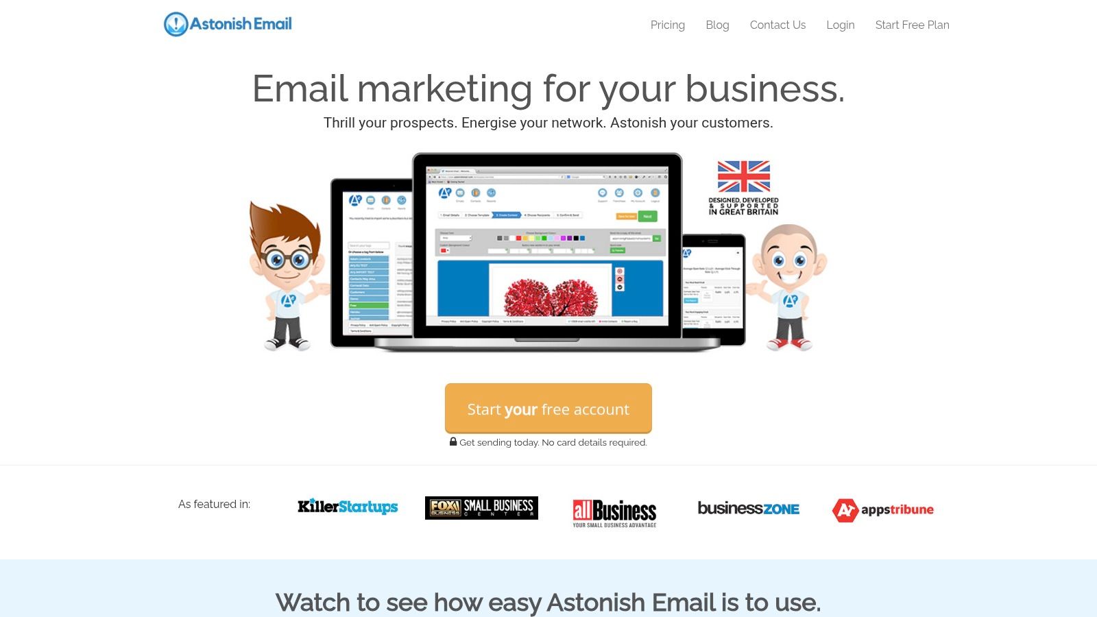 Astonish Email's user-friendly interface for creating email campaigns.