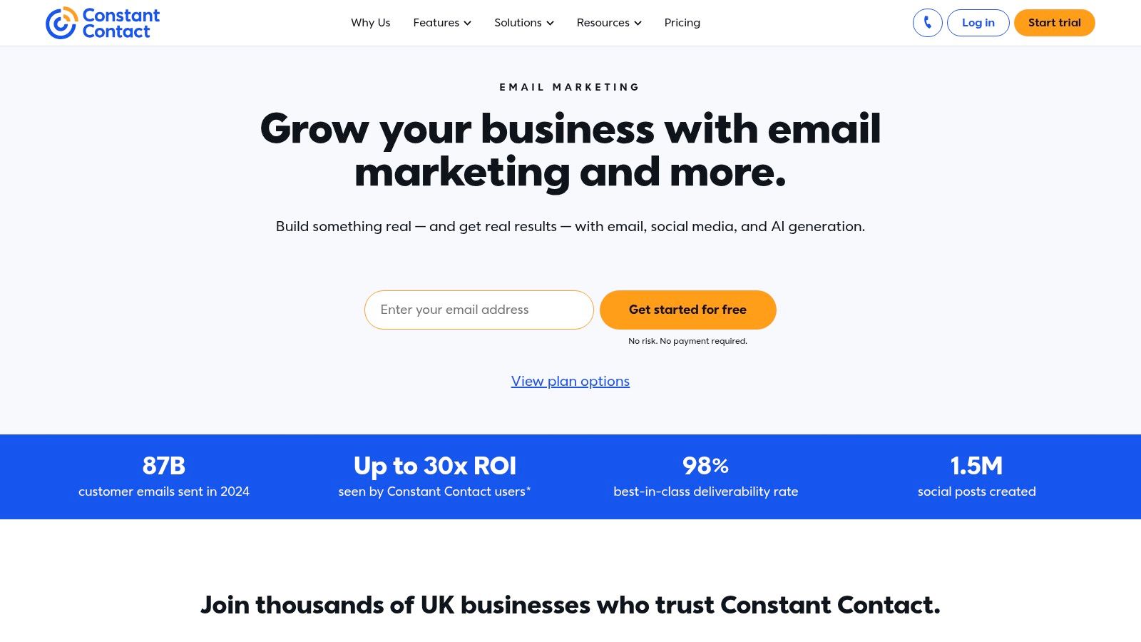 A screenshot of the Constant Contact email editor, showcasing its clean and intuitive drag-and-drop interface.
