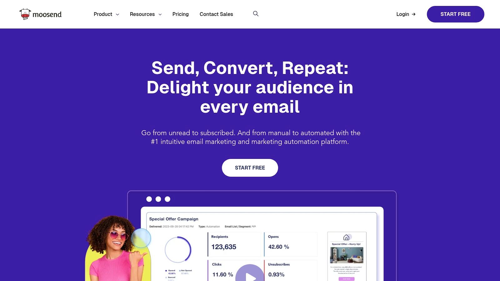 A screenshot of the Moosend visual automation builder, showing branching logic and triggers, highlighting its advanced capabilities.