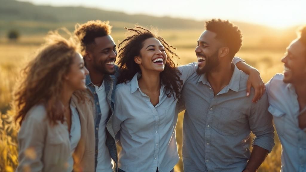 positief denken leren groep vrienden