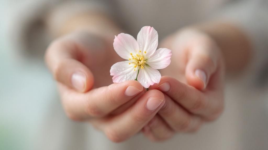 positief denken oefening Herformulering van Negatieve Gedachten handen bloem