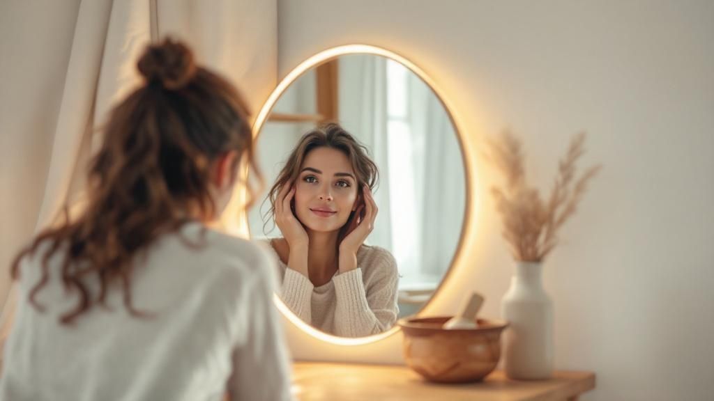 trots zijn op jezelf spiegel meisje mentale kracht