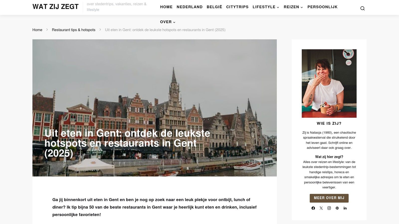 leuke restaurants gent Wat Zij Zegt