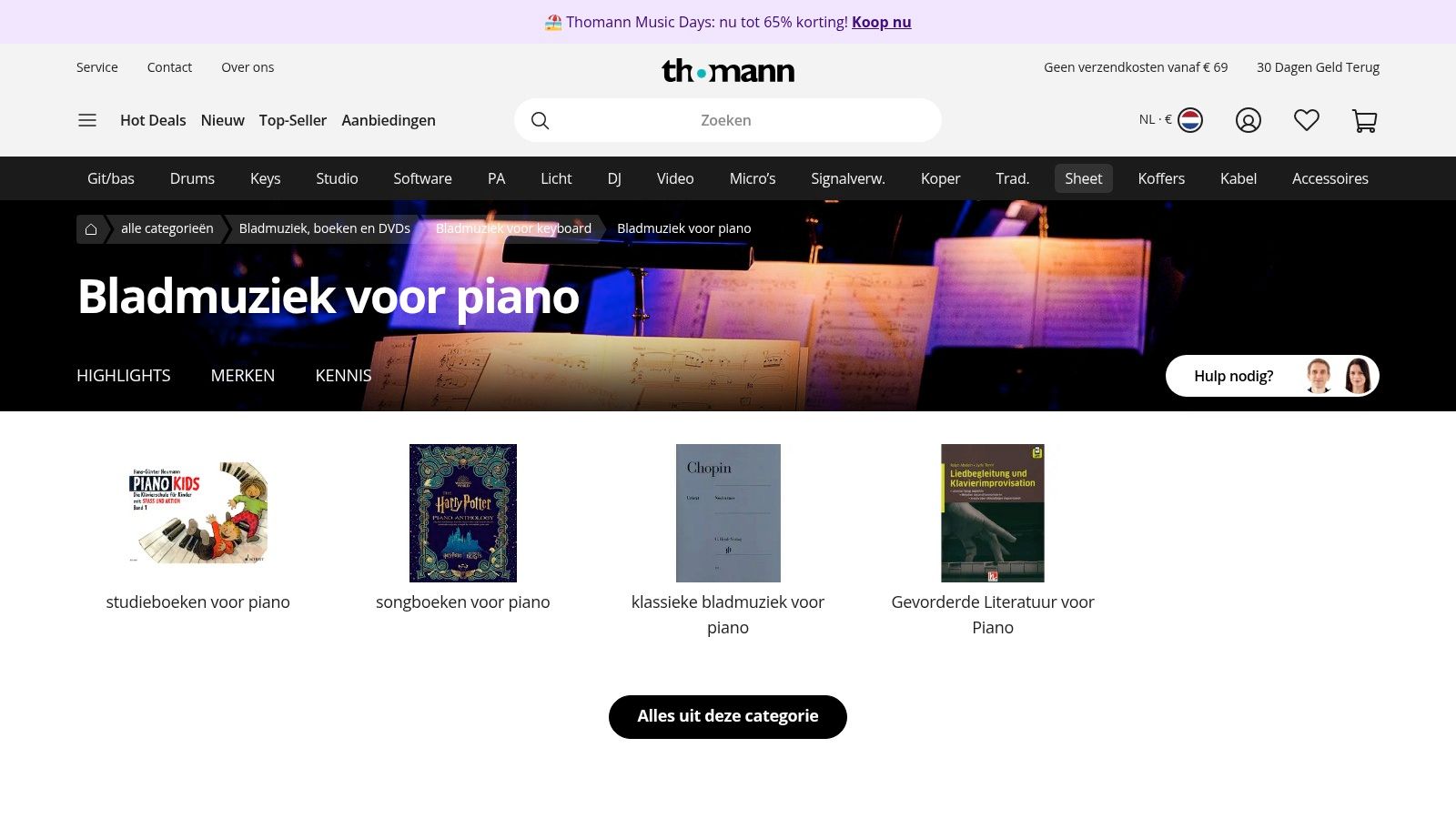 piano bladmuziek beginners www.thomann.nl/bladmuziek_piano.html