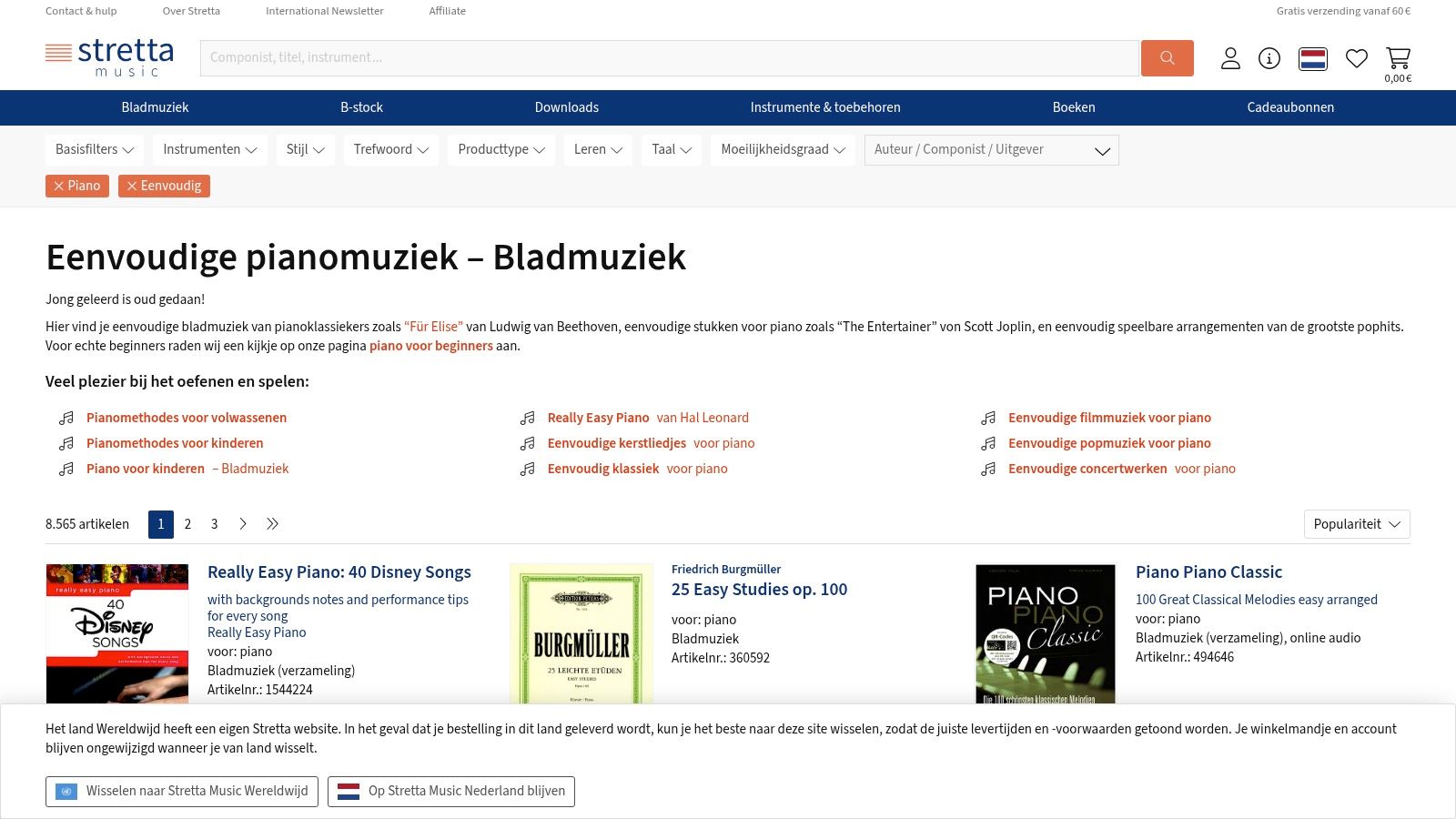bladmuziek piano beginners www.stretta-music.nl/piano/eenvoudig/