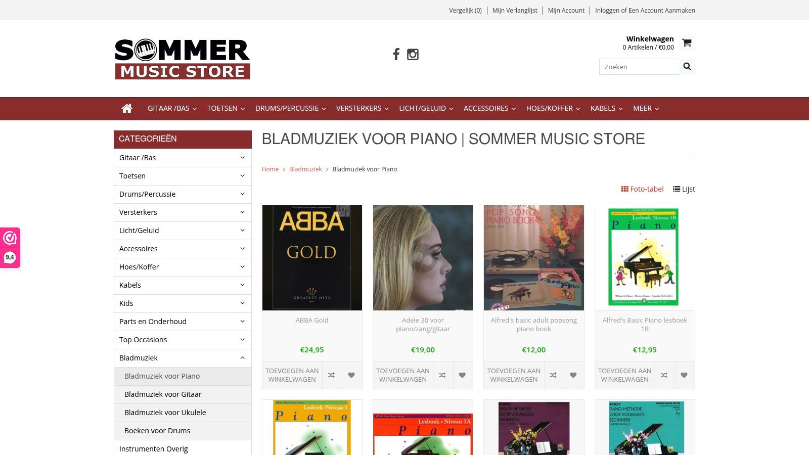 bladmuziek piano beginners Sommer Music Store