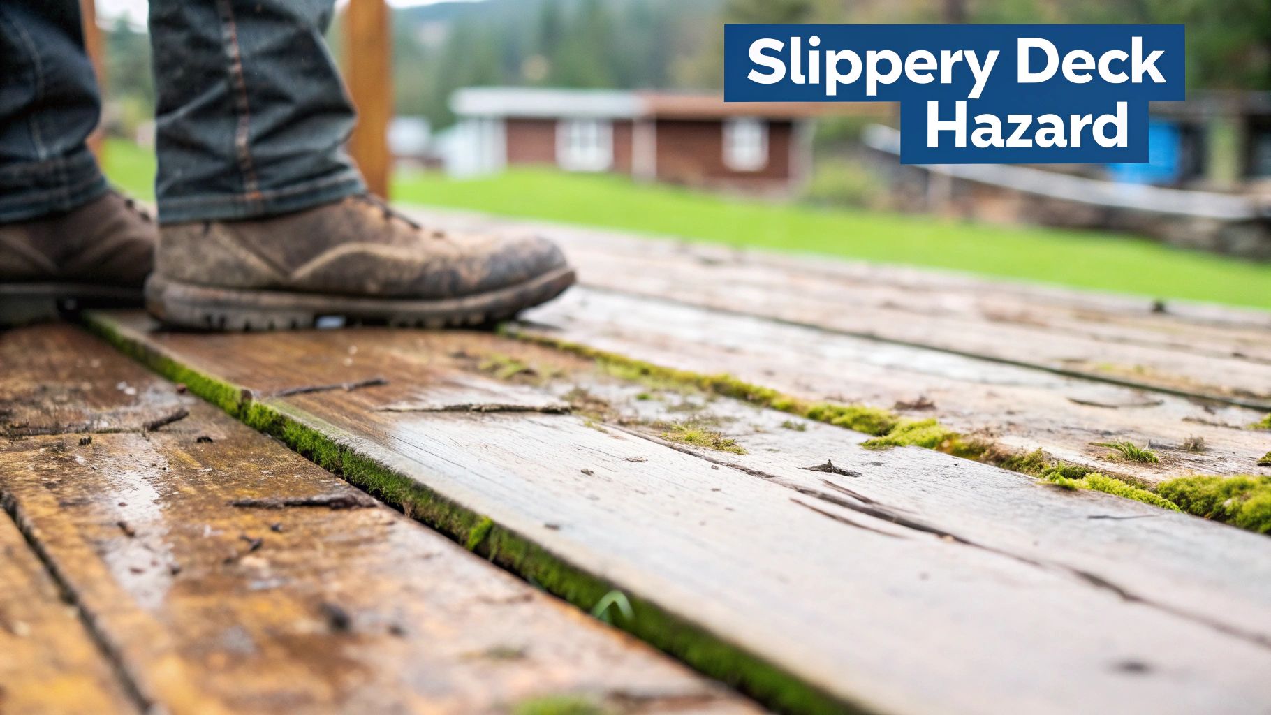 Wooden decking boards with a non-slip texture