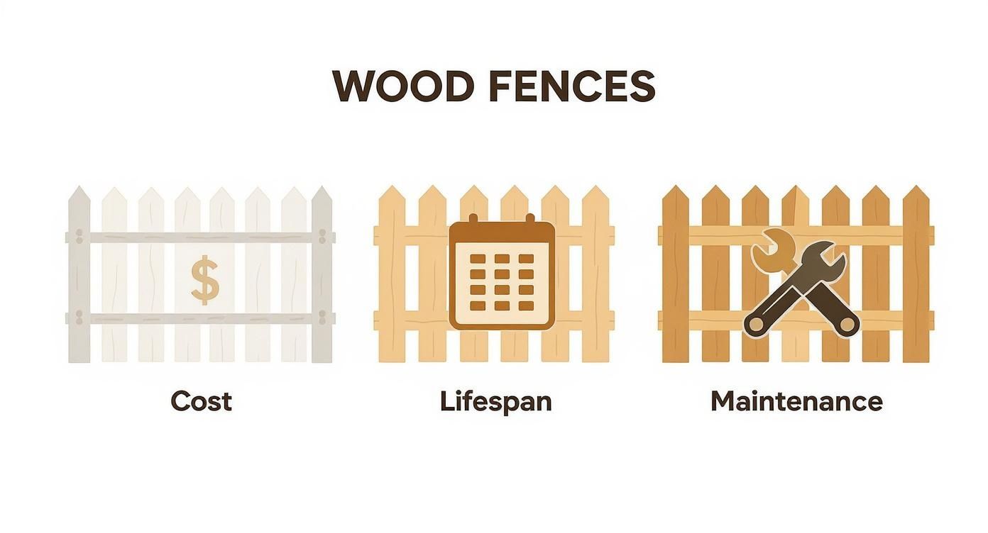 Infographic about types of wood for fence