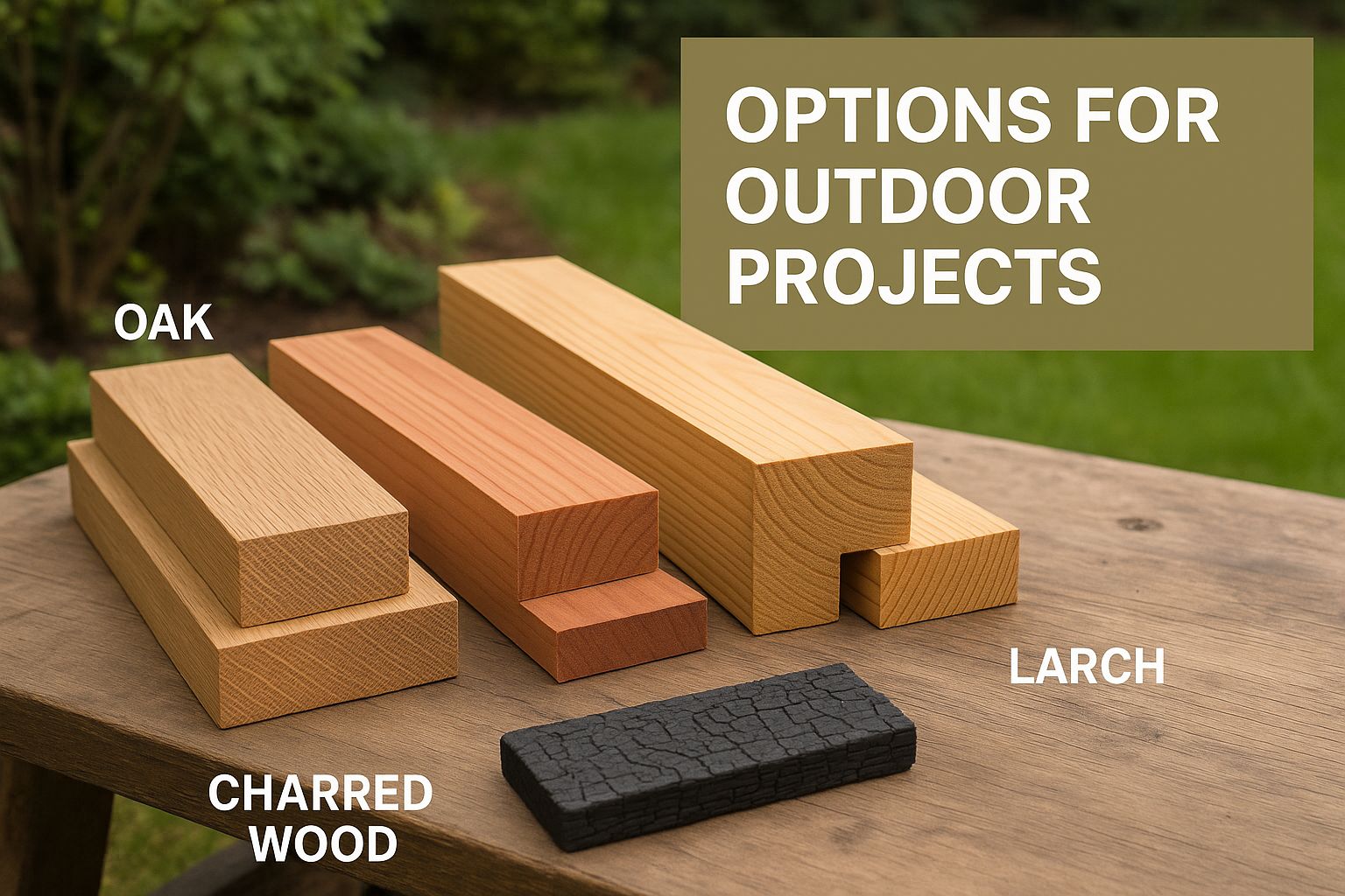 Infographic about best wood for outdoor use