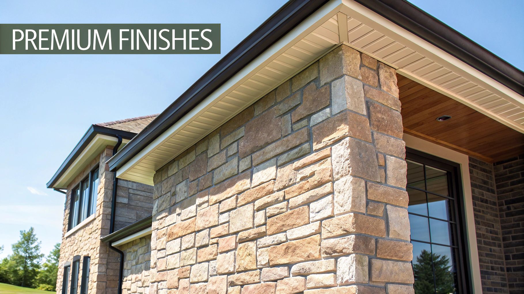 A modern home with premium stone-faced cladding panels