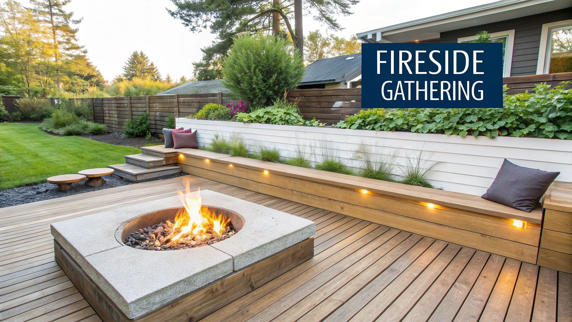 Ground-Level Platform with Integrated Fire Feature