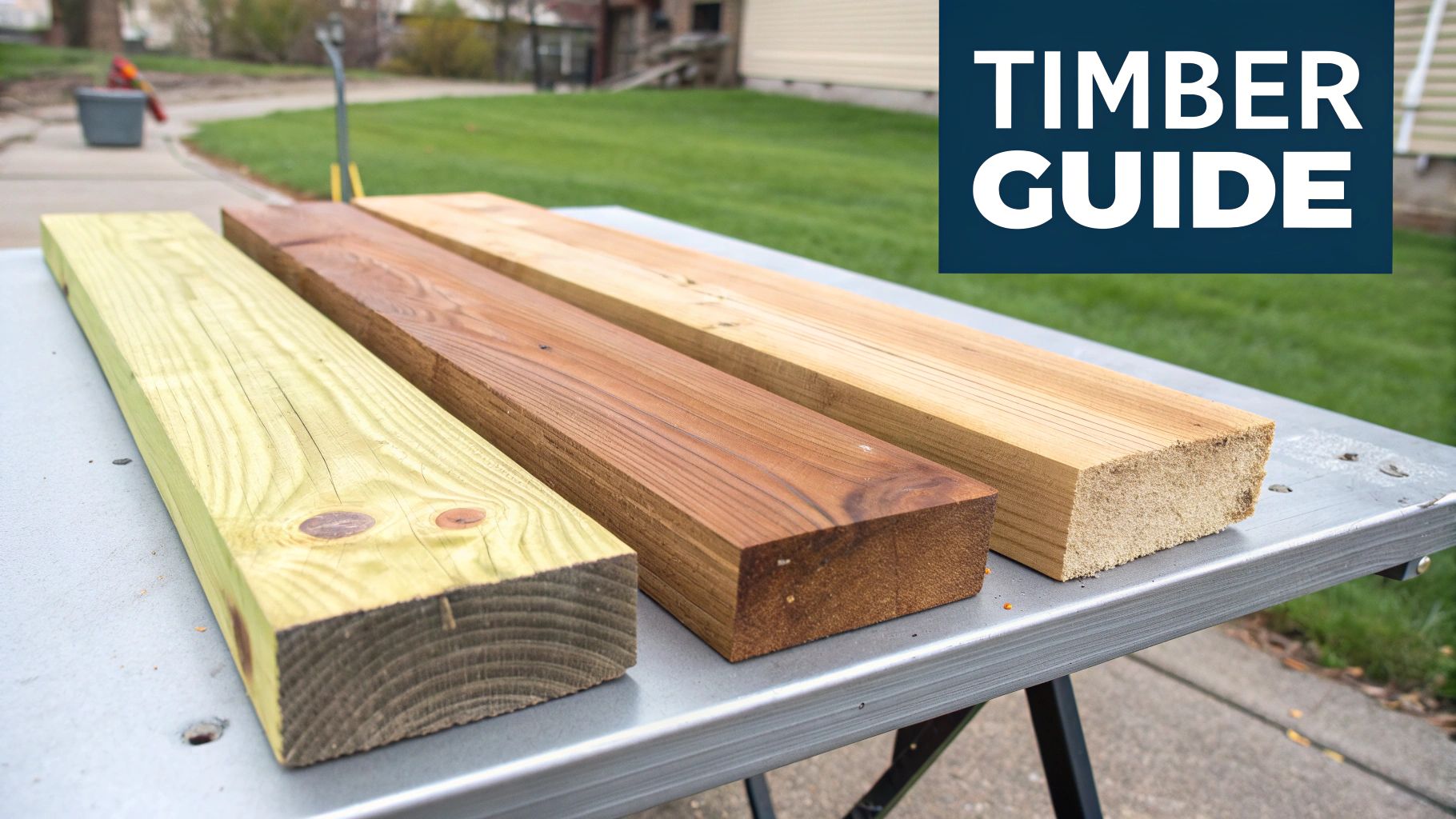 A close-up of different wood grains for fencing