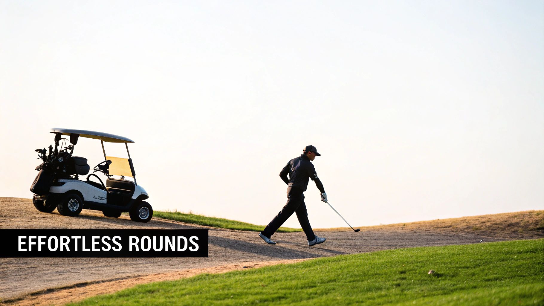 Golfer using an electric pull cart