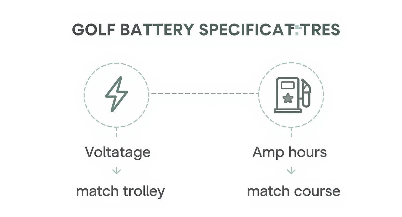 Infographic about golf trolley batteries