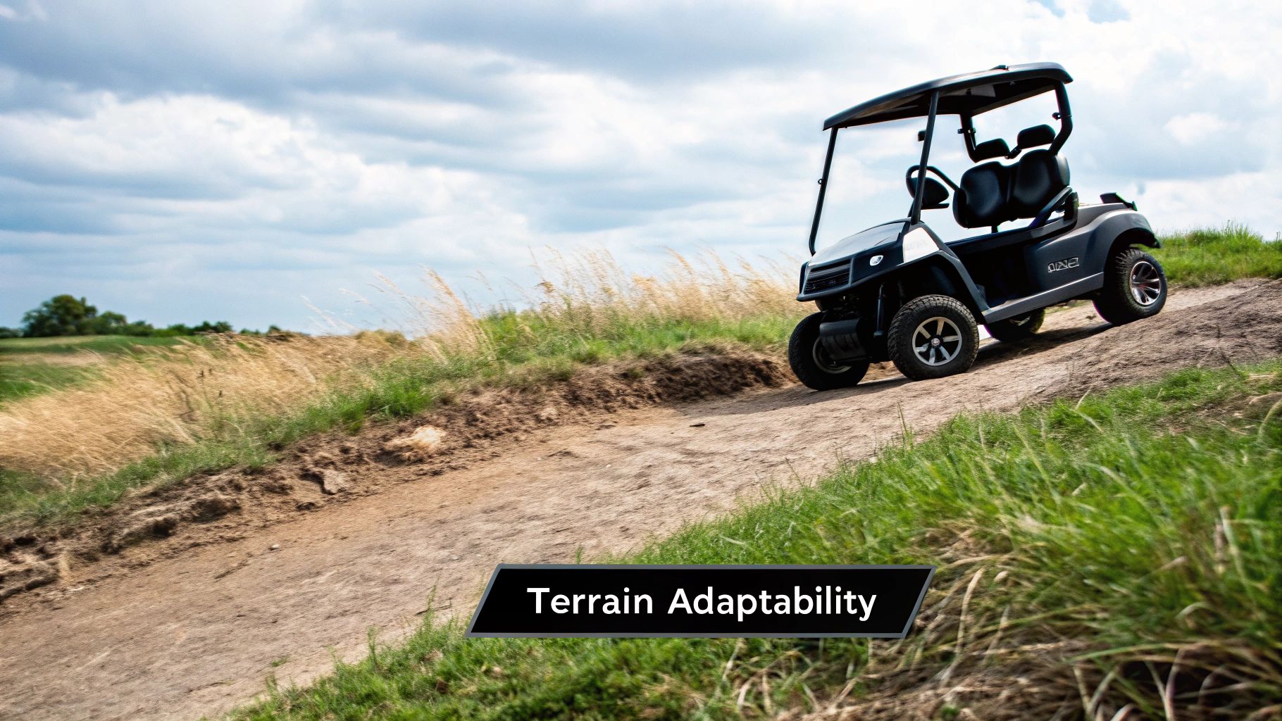A golfer casually watches their remote golf push cart navigate the fairway.