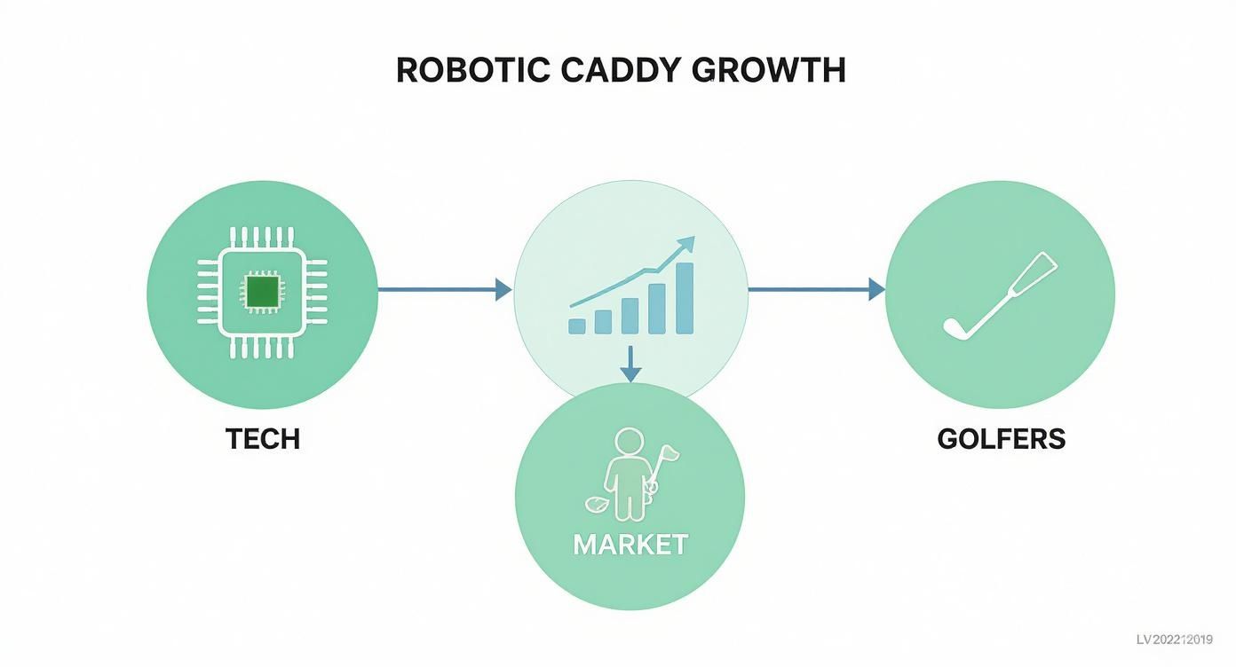Infographic about robotic golf caddy
