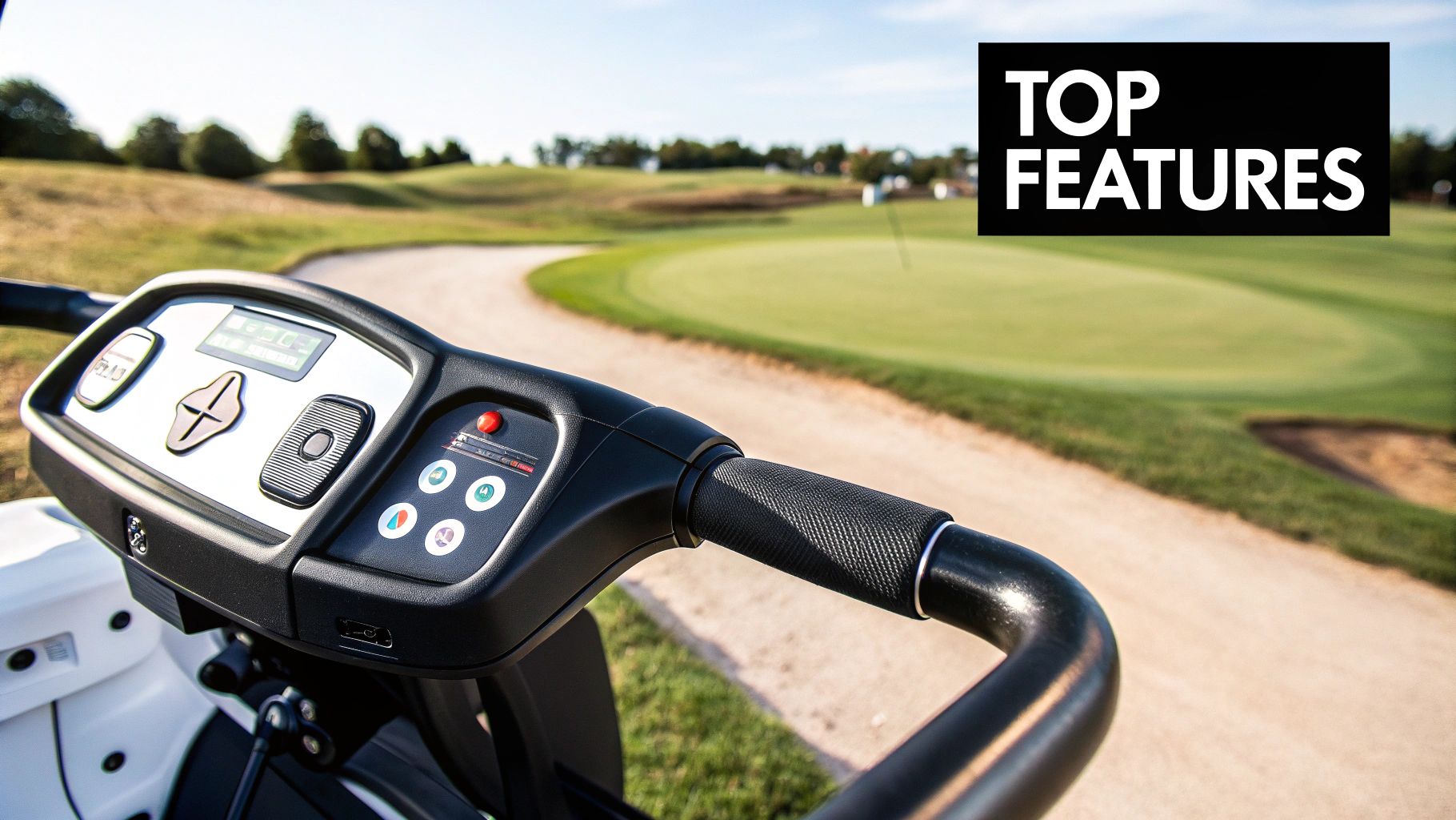 A golfer enjoying a walk on the course while their electric caddy follows closely behind.