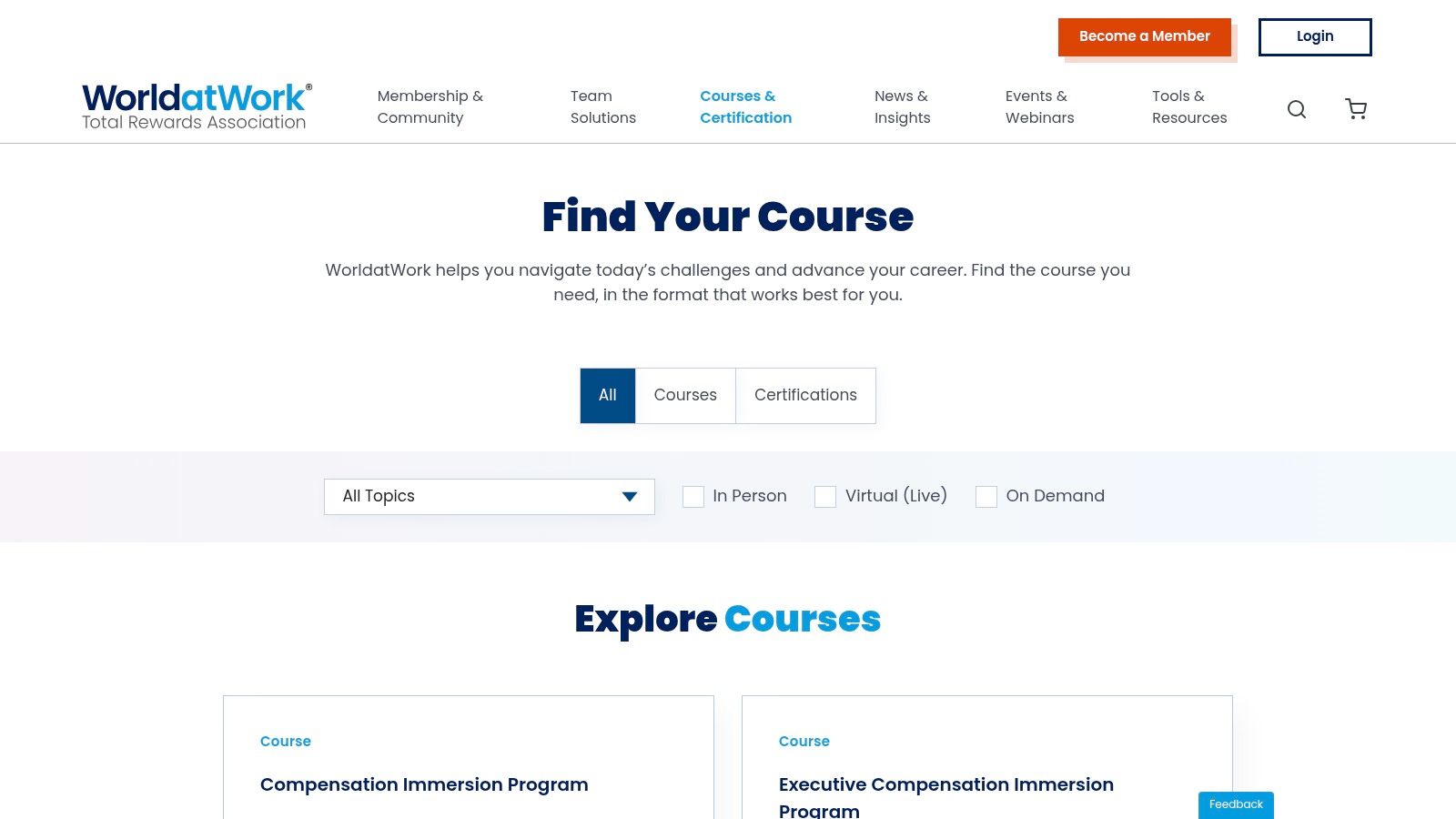 WorldatWork Total Rewards Certification Programs
