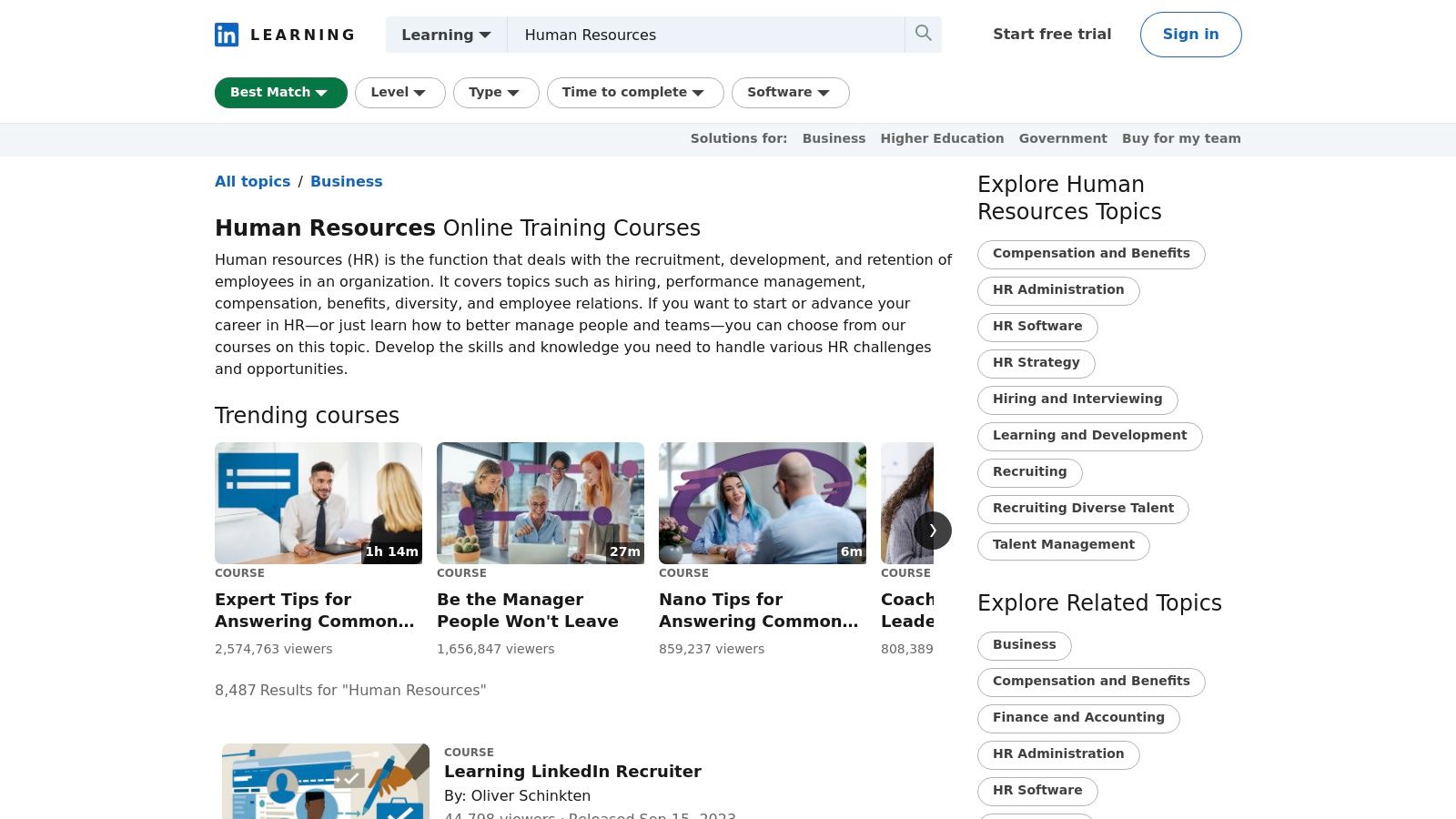 LinkedIn Learning HR Courses