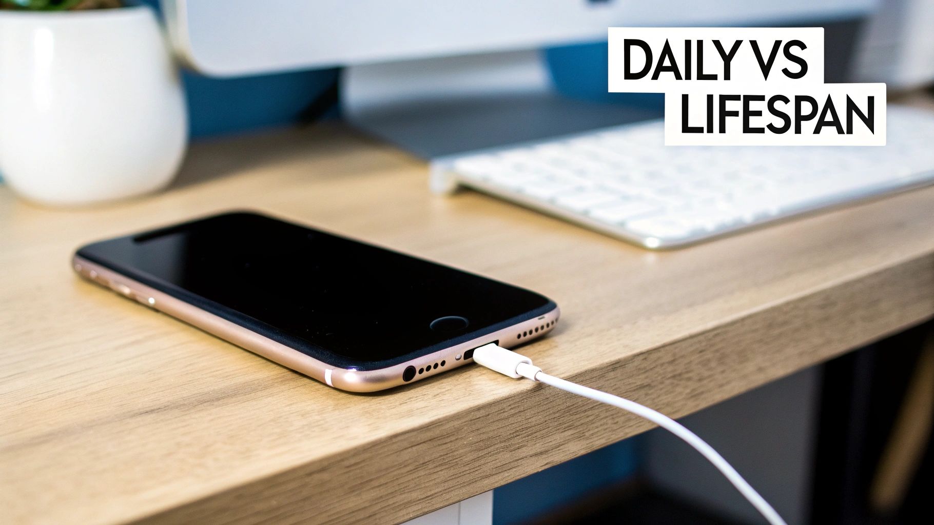Two iPhones showing battery health and usage screens.