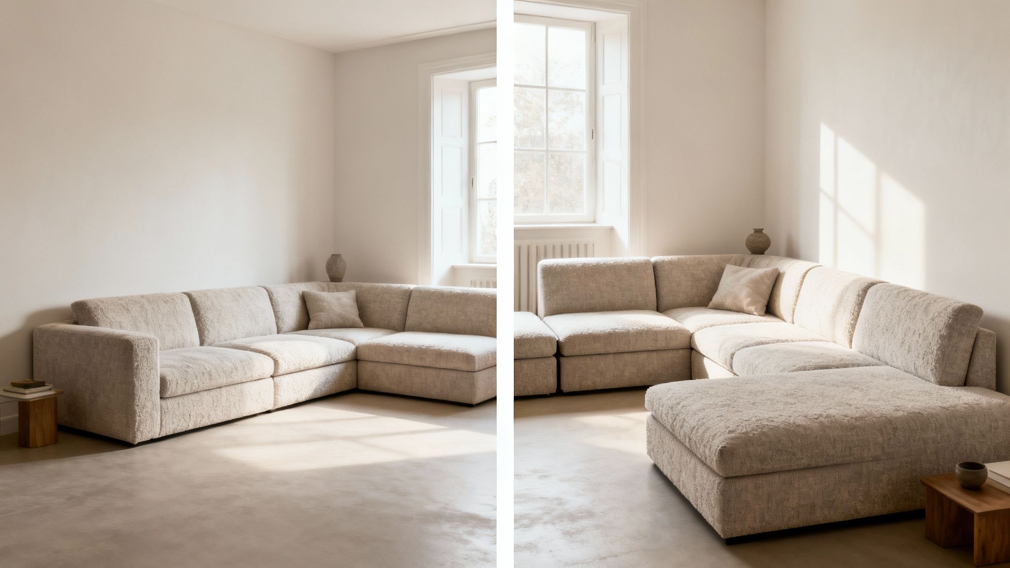 A stylish modular corner sofa in a contemporary living room setting.