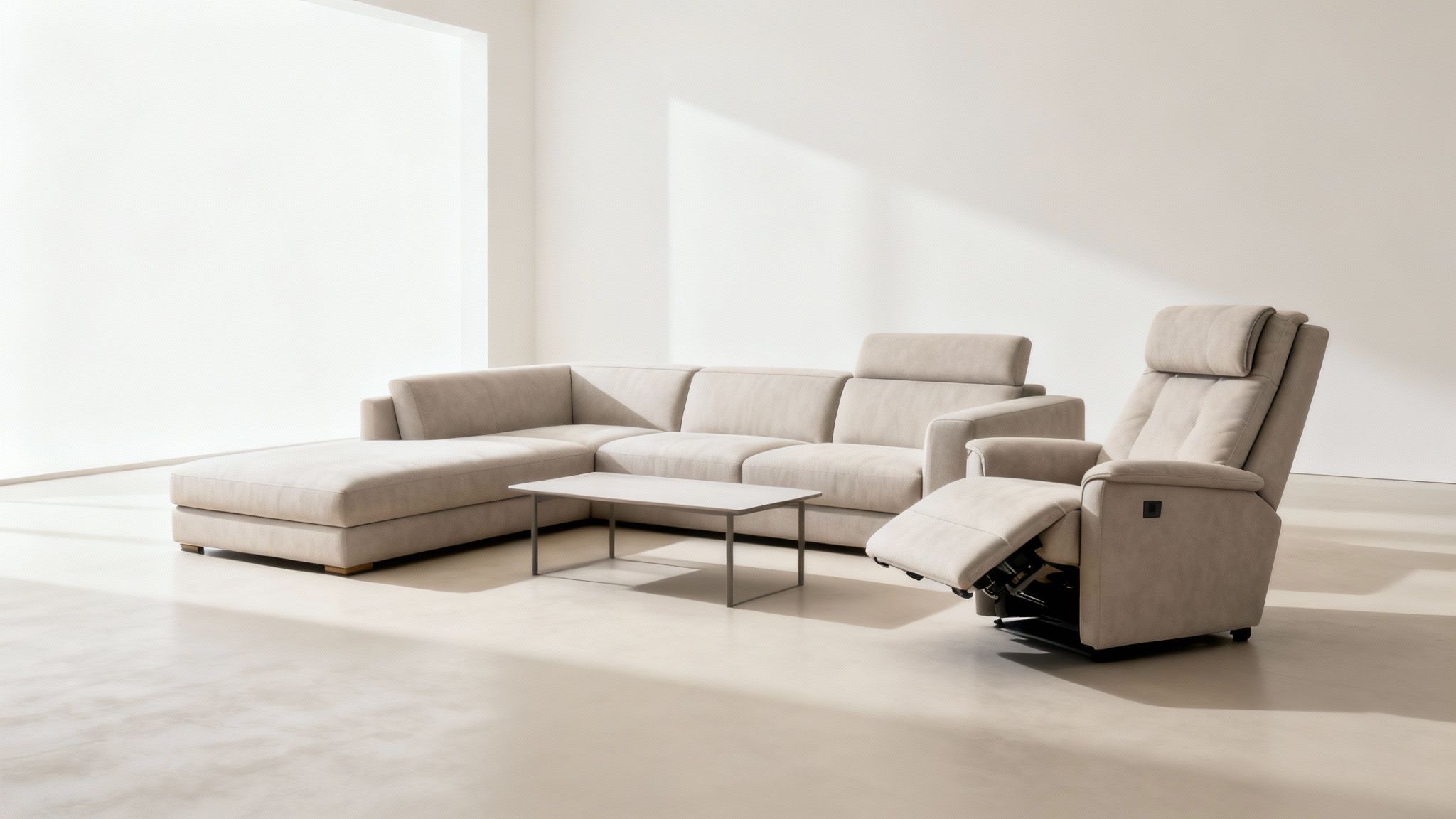 A stylish modular sofa arranged in a modern living room