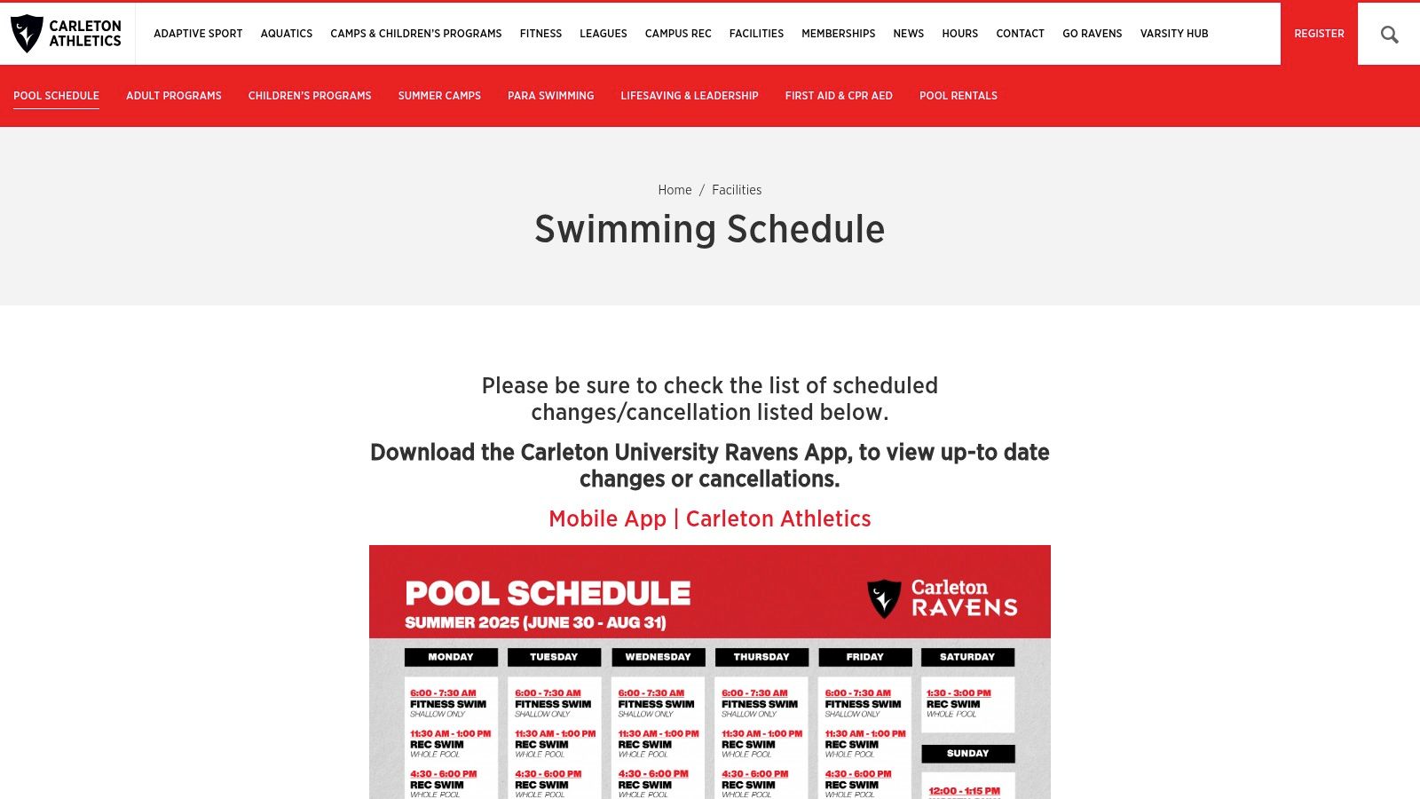Carleton University – Athletics Pool