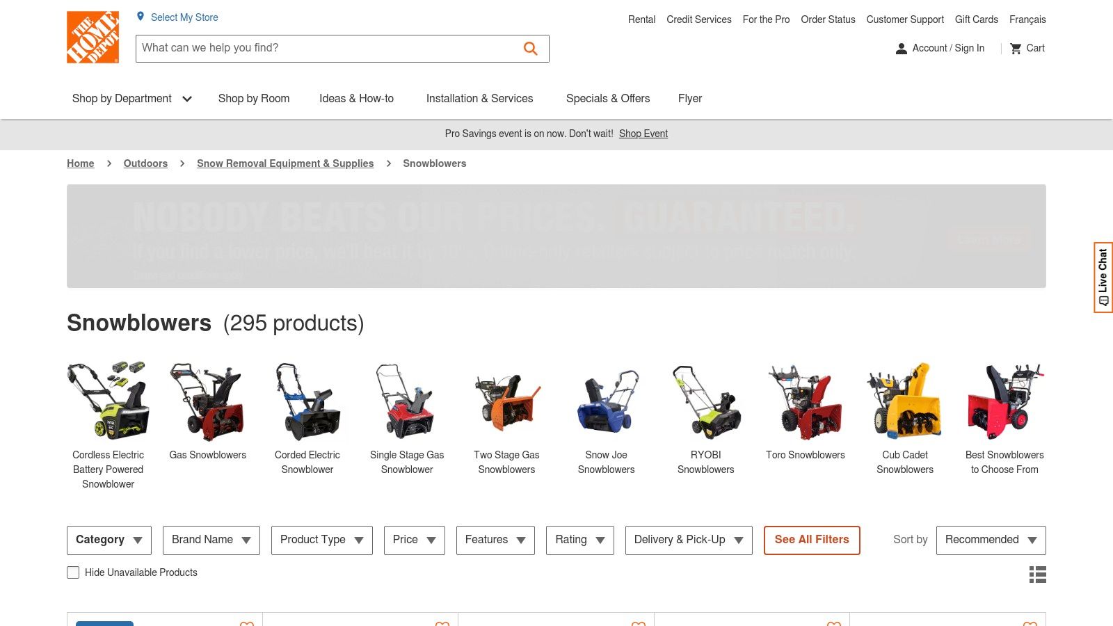 Home Depot Canada – Snowblowers (Ottawa Delivery/In-Store Pickup)