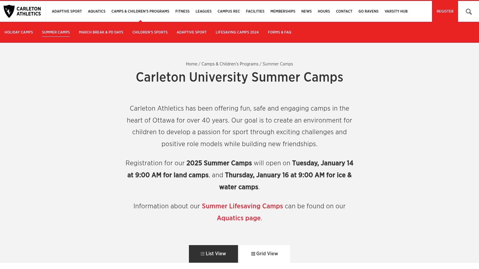 Carleton University – Ravens Summer Camps
