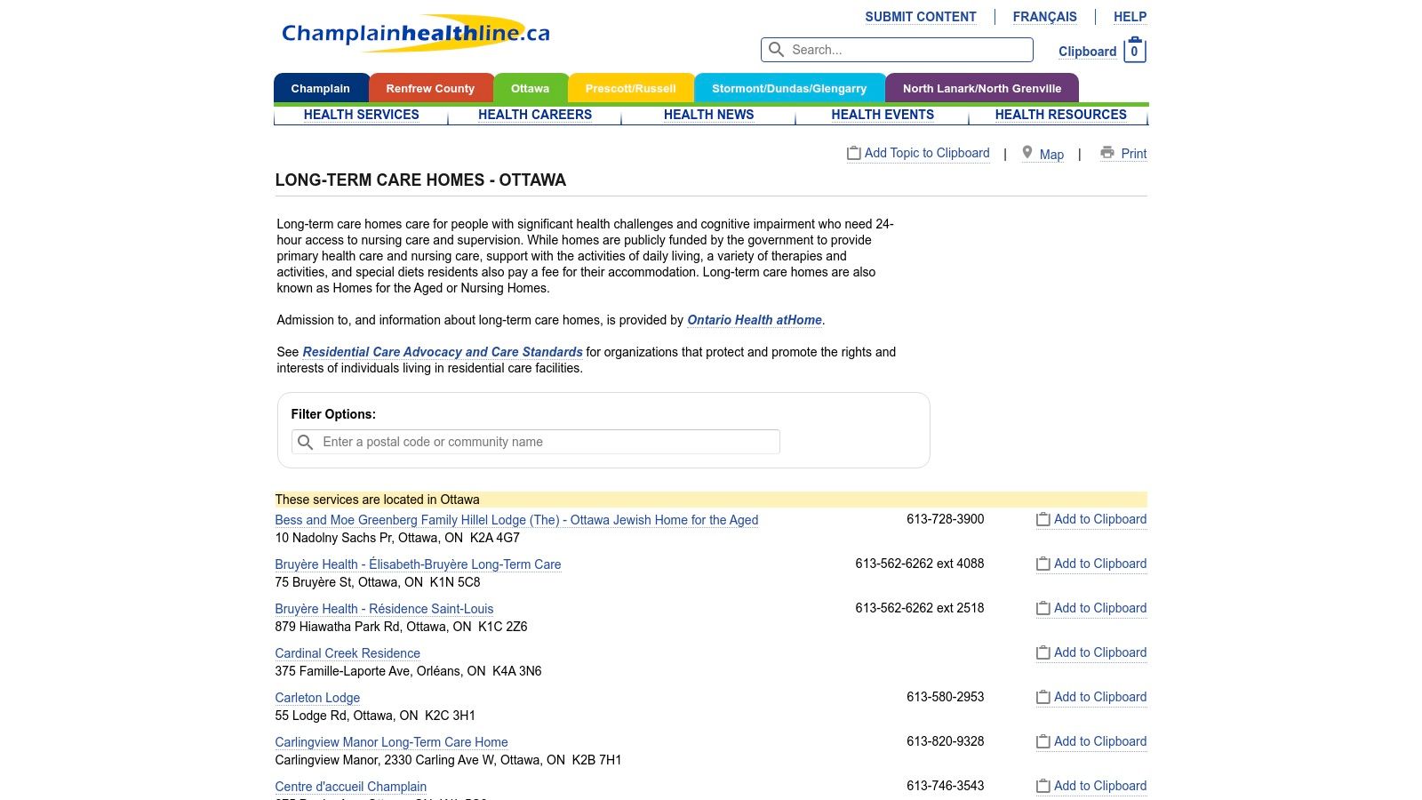 ChamplainHealthline – Long-Term Care Homes in Ottawa