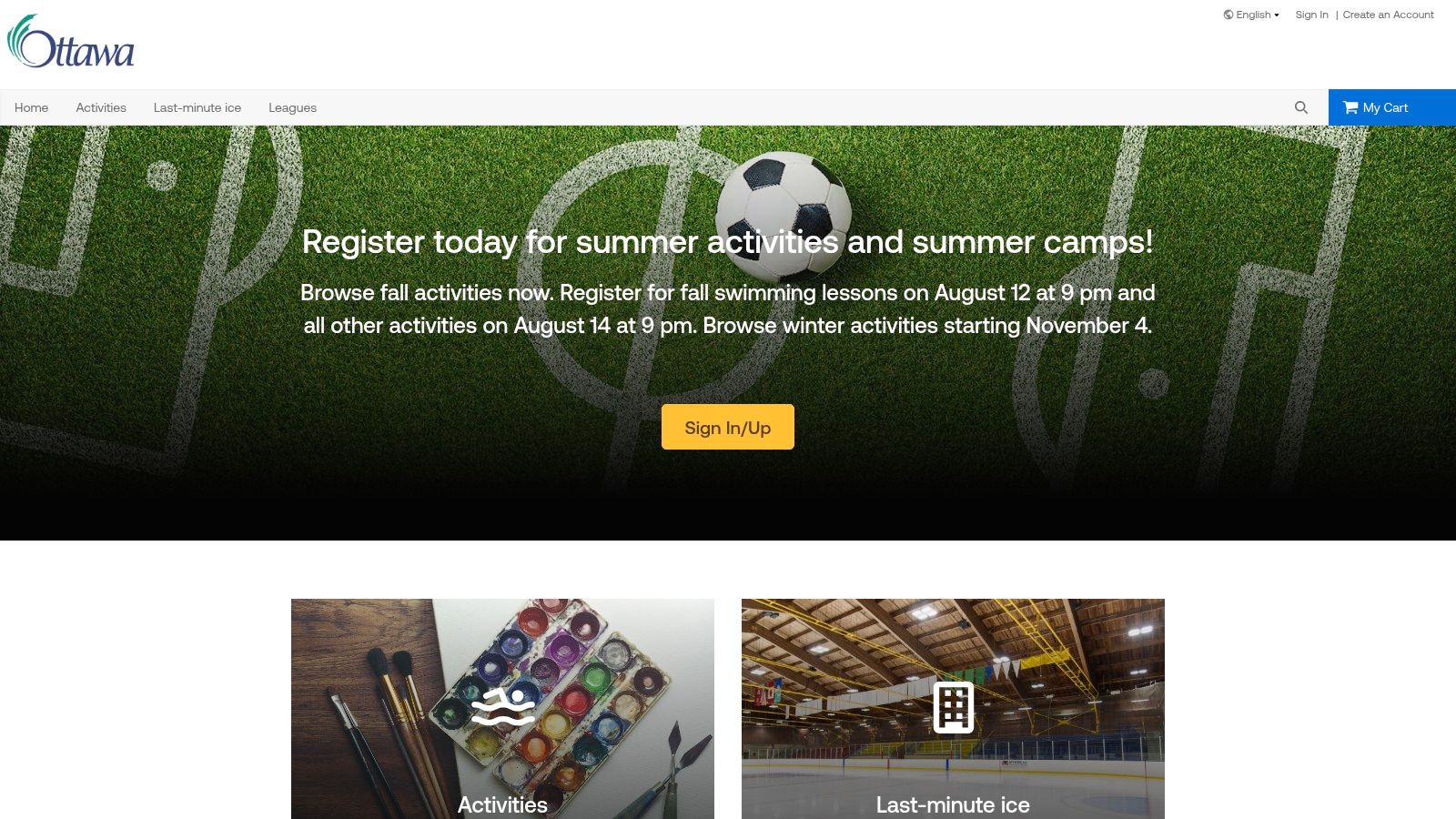 Register Ottawa (City’s booking and payment portal)