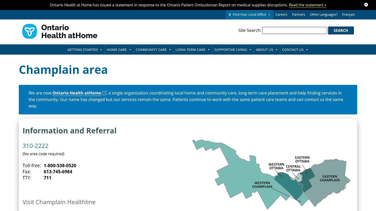 Ontario Health atHome – Champlain (Ottawa region)