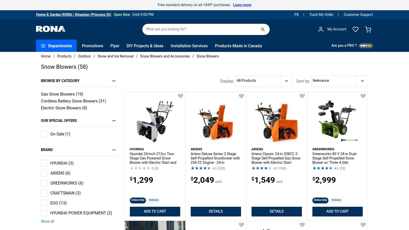 RONA – Snow Blowers + Buying Guide