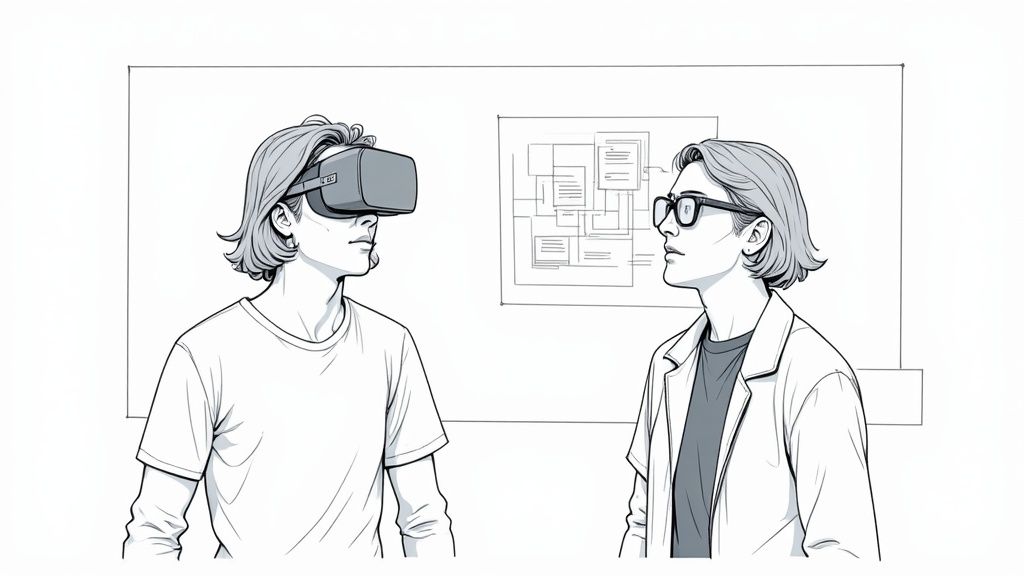 A person using a VR headset for an immersive training simulation