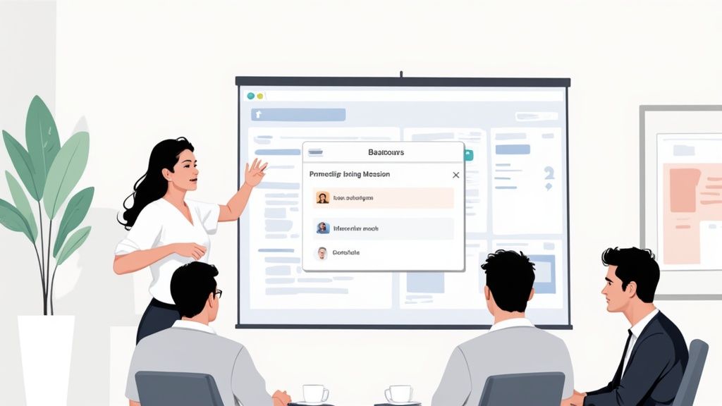 A group of professionals collaborating during a virtual training session