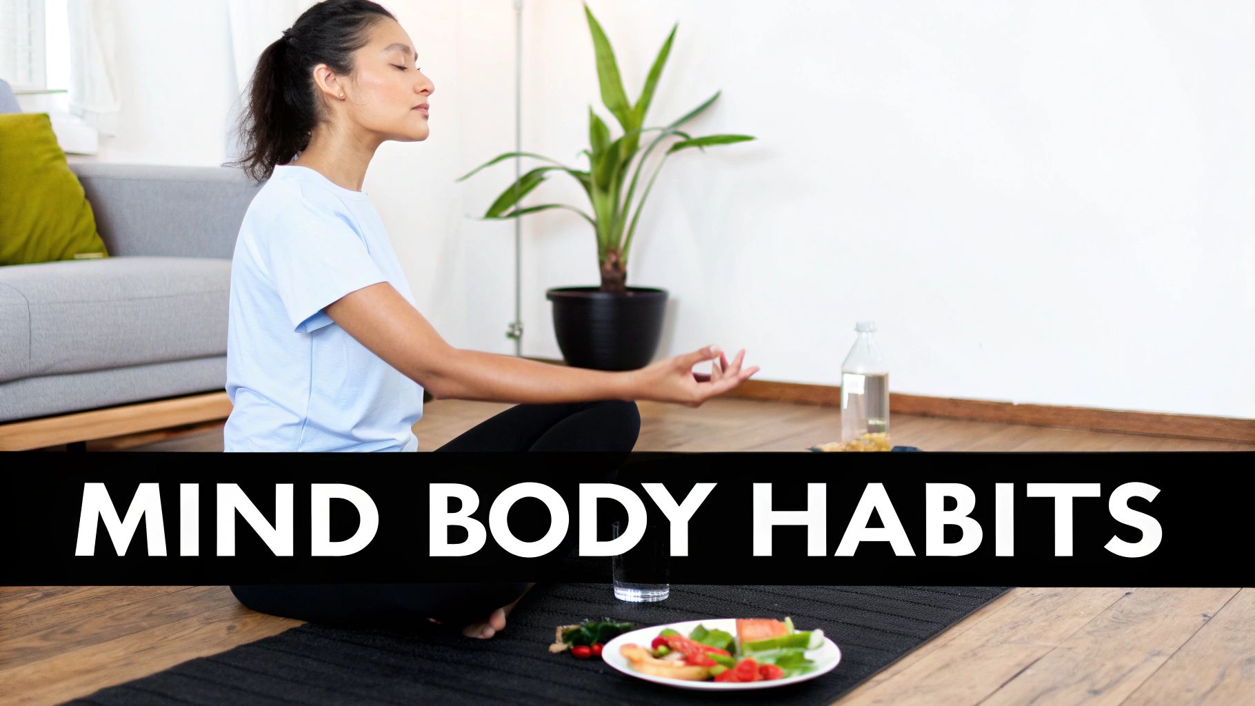 Woman meditating peacefully outdoors to manage stress and pain