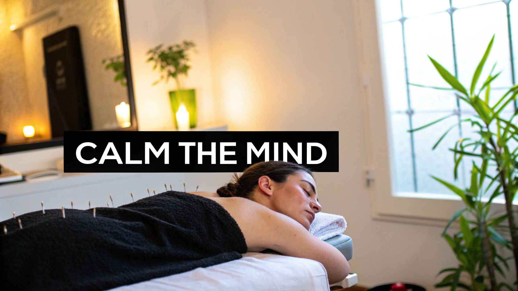 How Does Acupuncture Help Anxiety A person receiving acupuncture treatment for anxiety, looking relaxed.