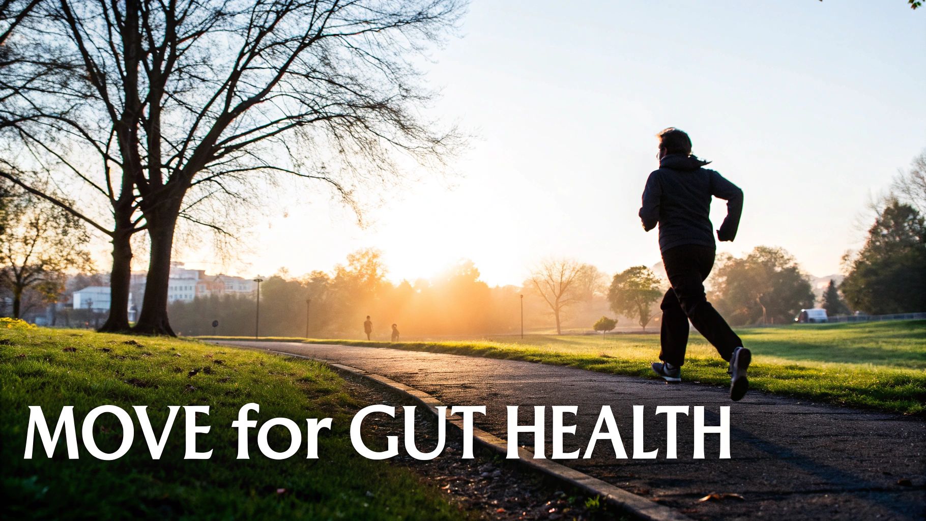 7 Best Remedies for IBS: Your 2025 Evidence-Based Guide Person stretching on a yoga mat outdoors, illustrating the benefits of regular physical exercise for IBS.