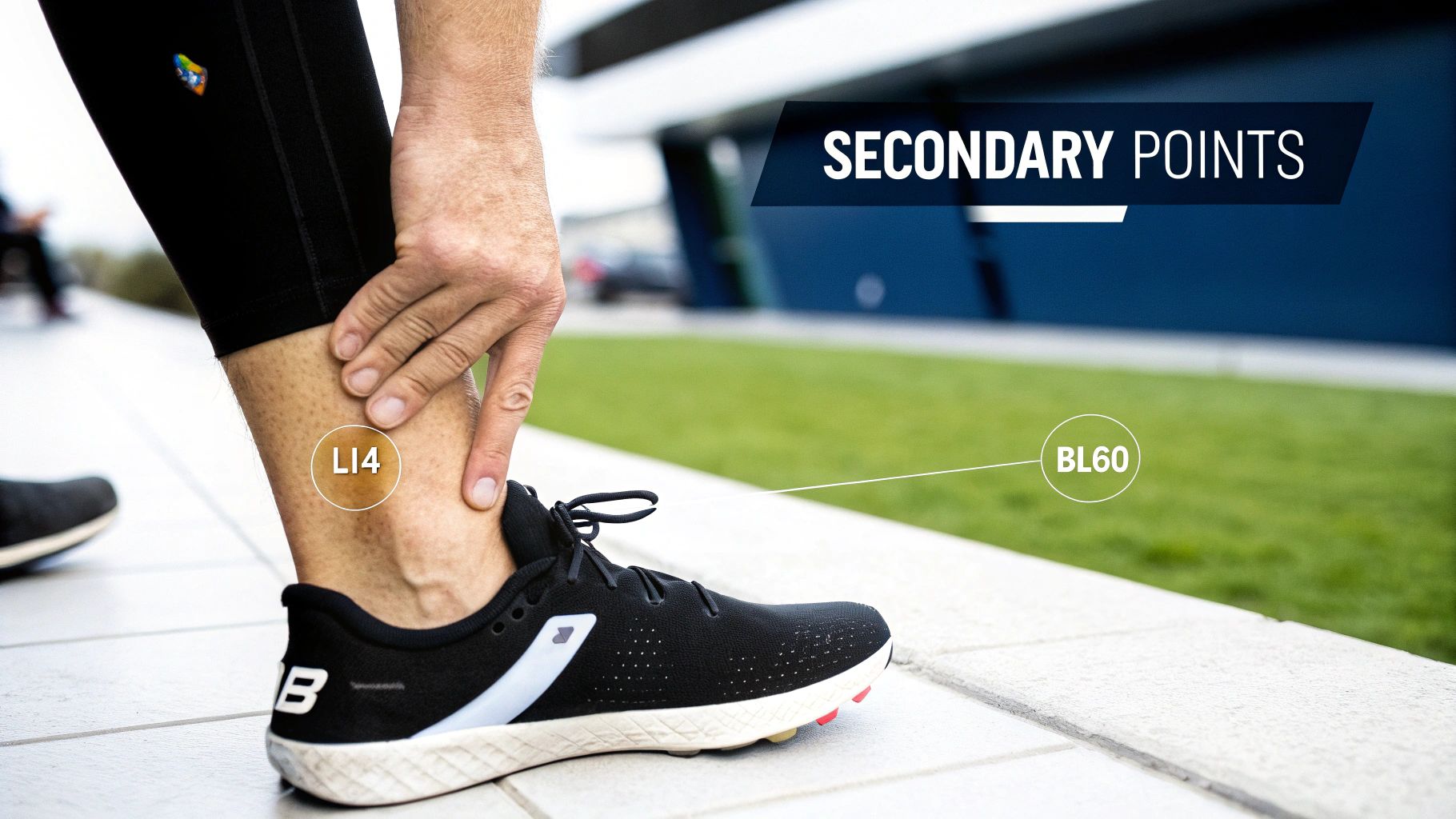 Acupuncture Points for Sciatica A Practical Guide Acupuncturist applying needles to a patient's lower leg and ankle area