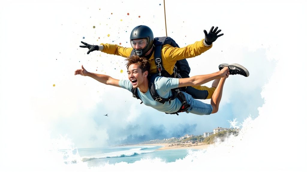 Skydiver Capturing Pacific Views Over Zicatela Beach