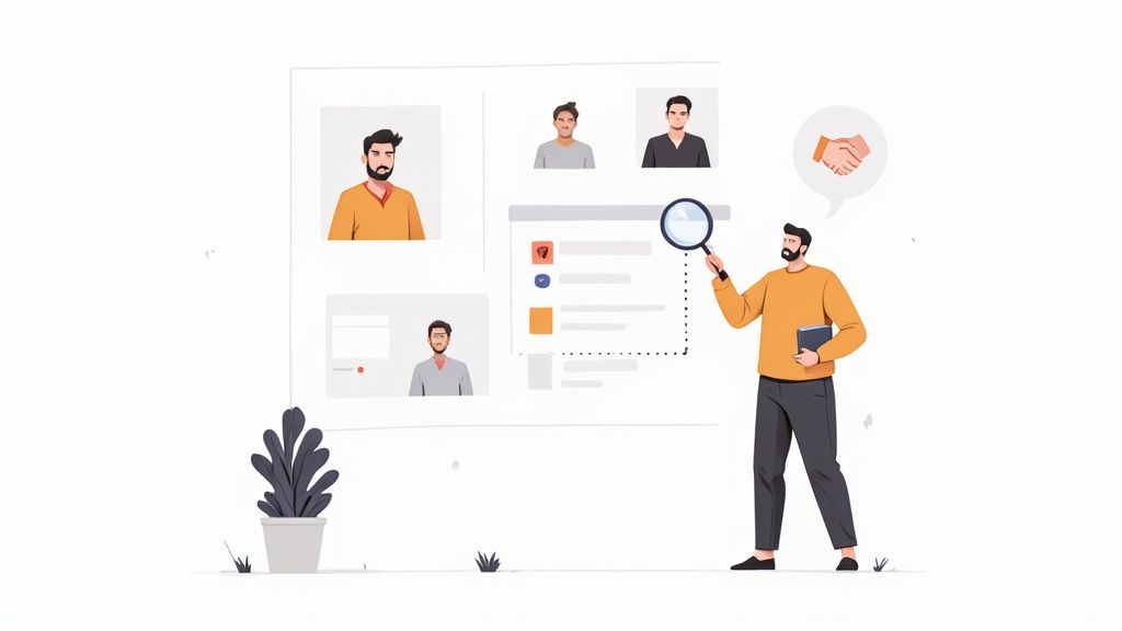 A group of professionals collaborating around a table, planning their investor pitch strategy.