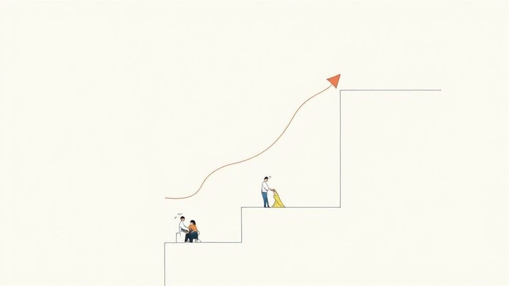 A person giving a presentation with impactful visuals behind them