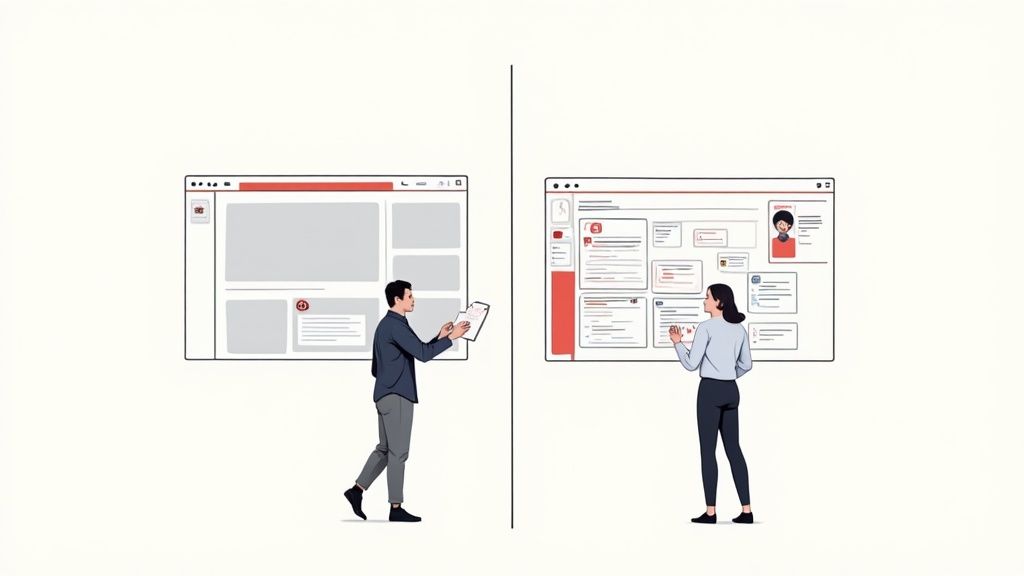 A person refining an AI-generated presentation on a laptop, adjusting colors and text to match their brand.