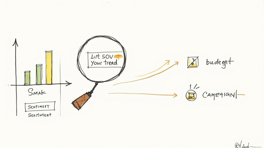 A graph showing share of voice data being turned into strategic decisions