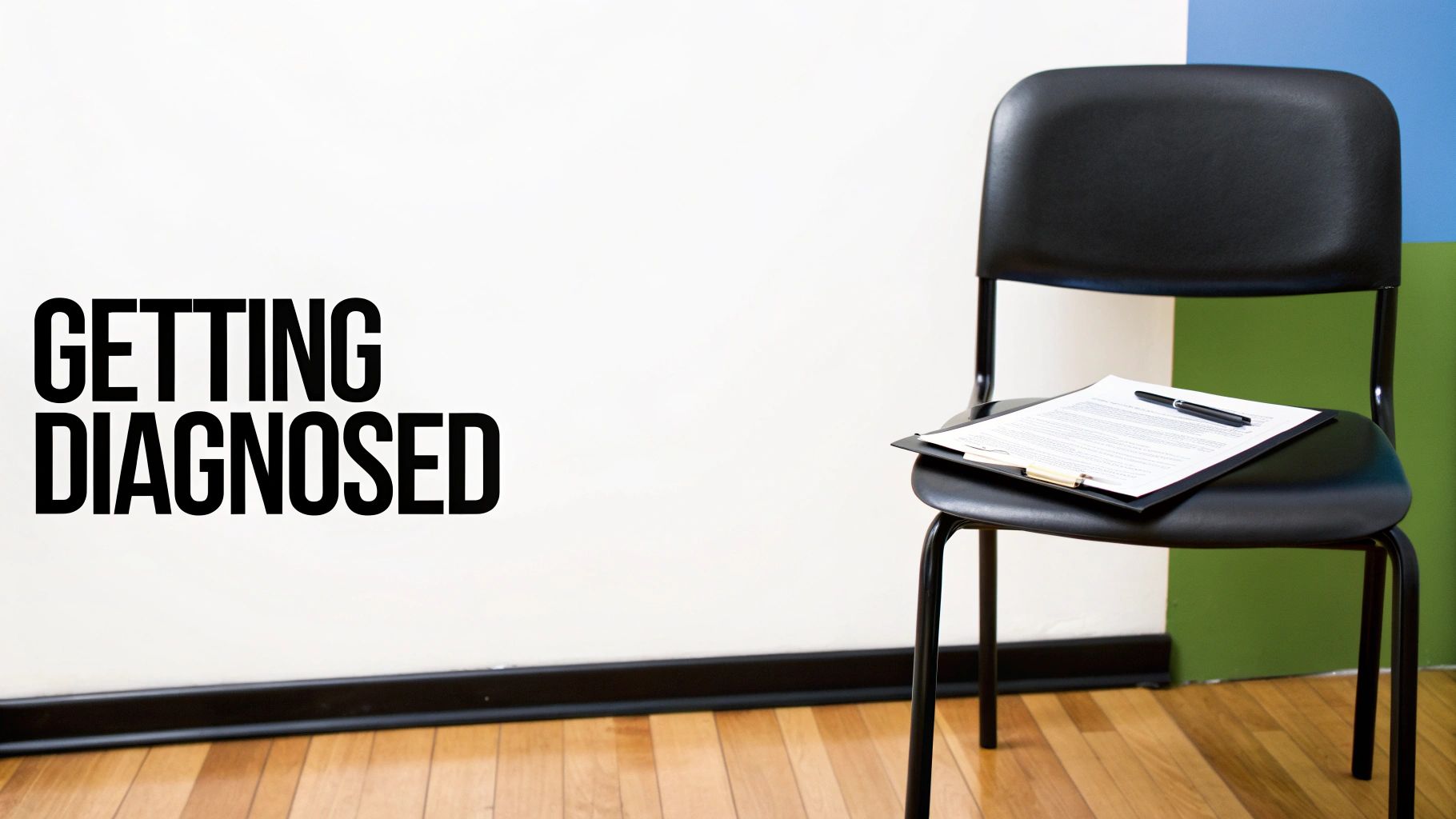 A person looking thoughtfully at a signpost with arrows pointing in different directions, symbolising the choice between NHS and private diagnosis pathways.