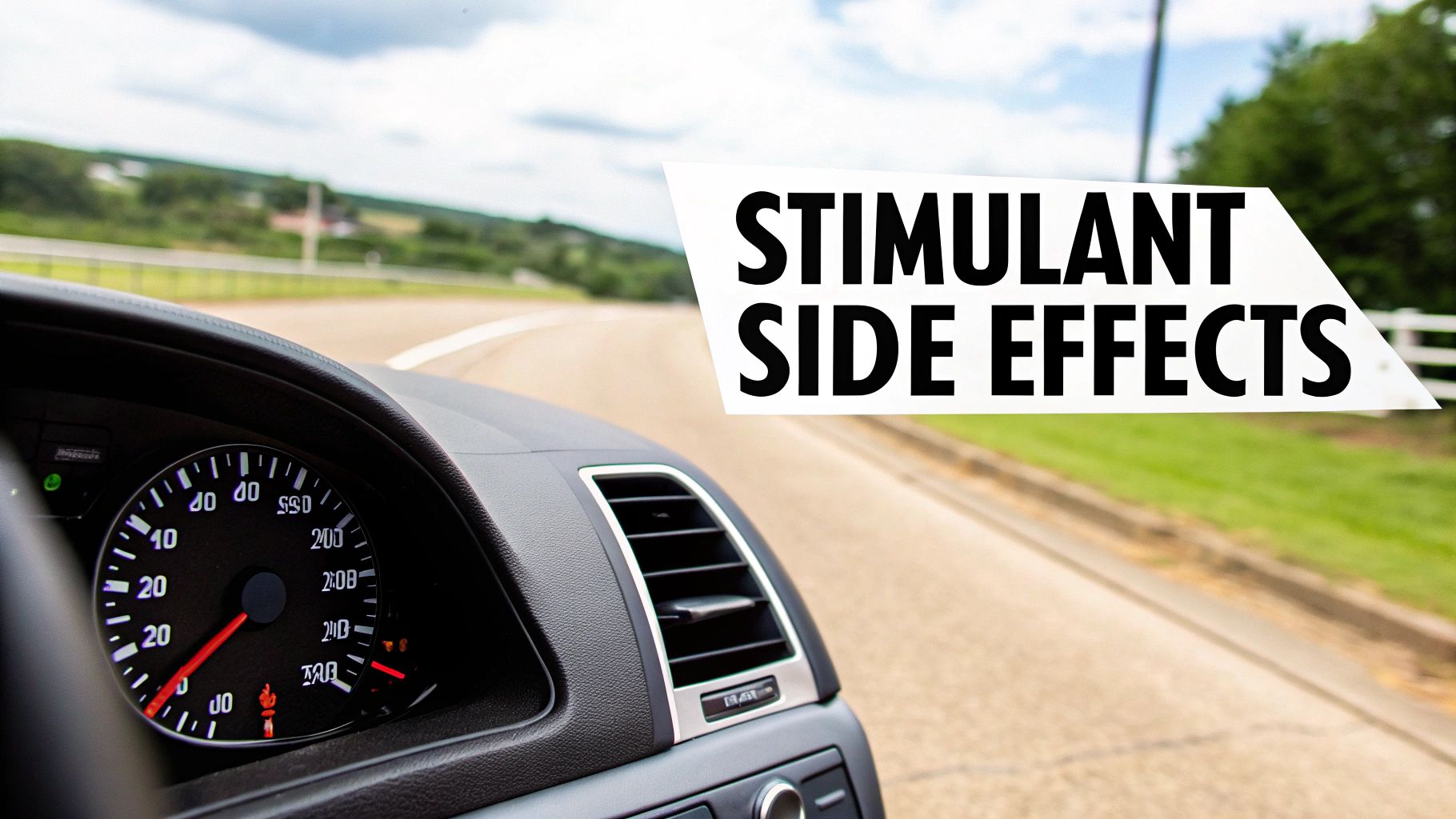 A close-up shot of a person's hand holding a single ADHD stimulant pill, with a glass of water nearby.