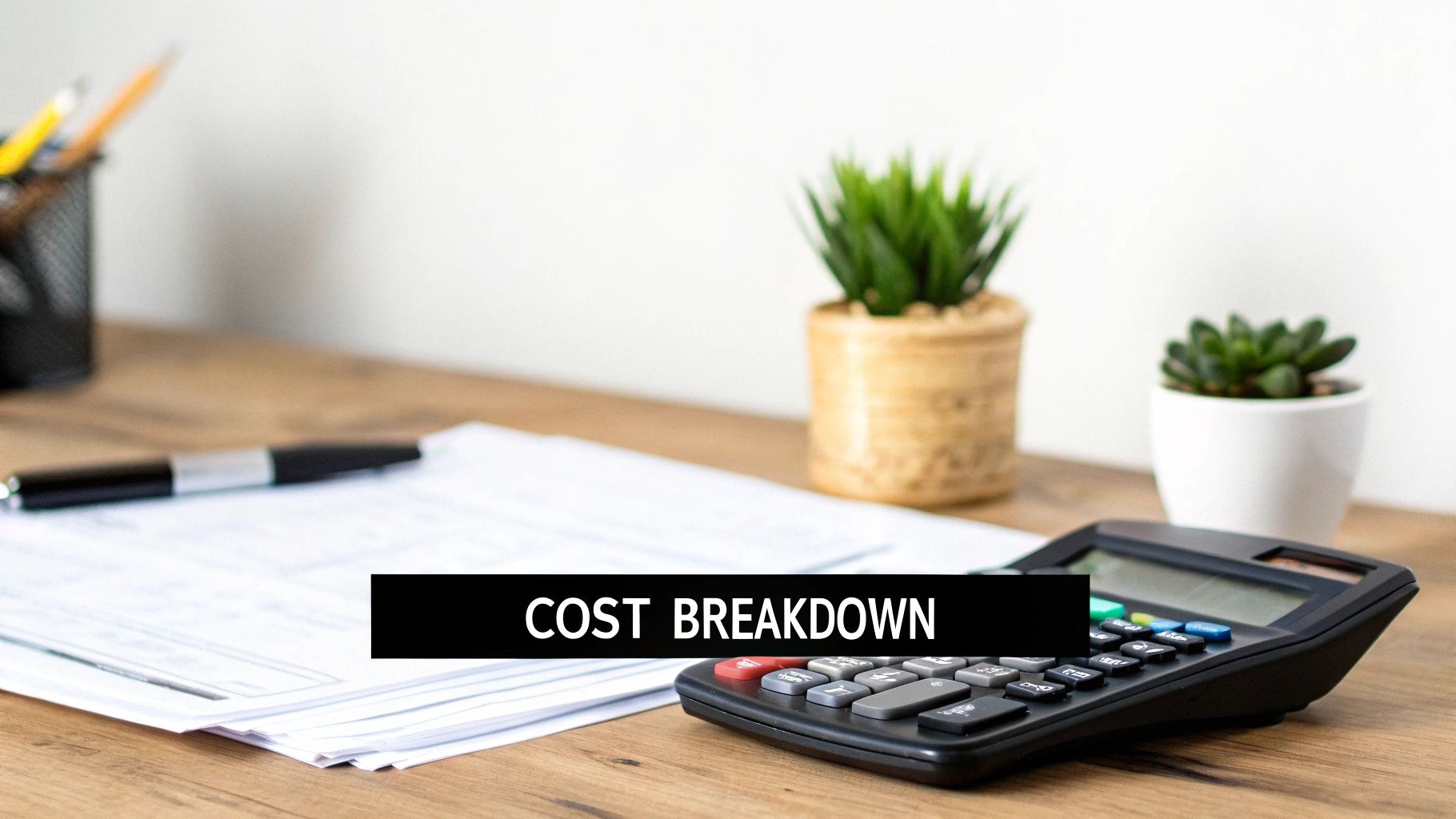 A calculator and a notepad, representing the financial planning for a private autism assessment.