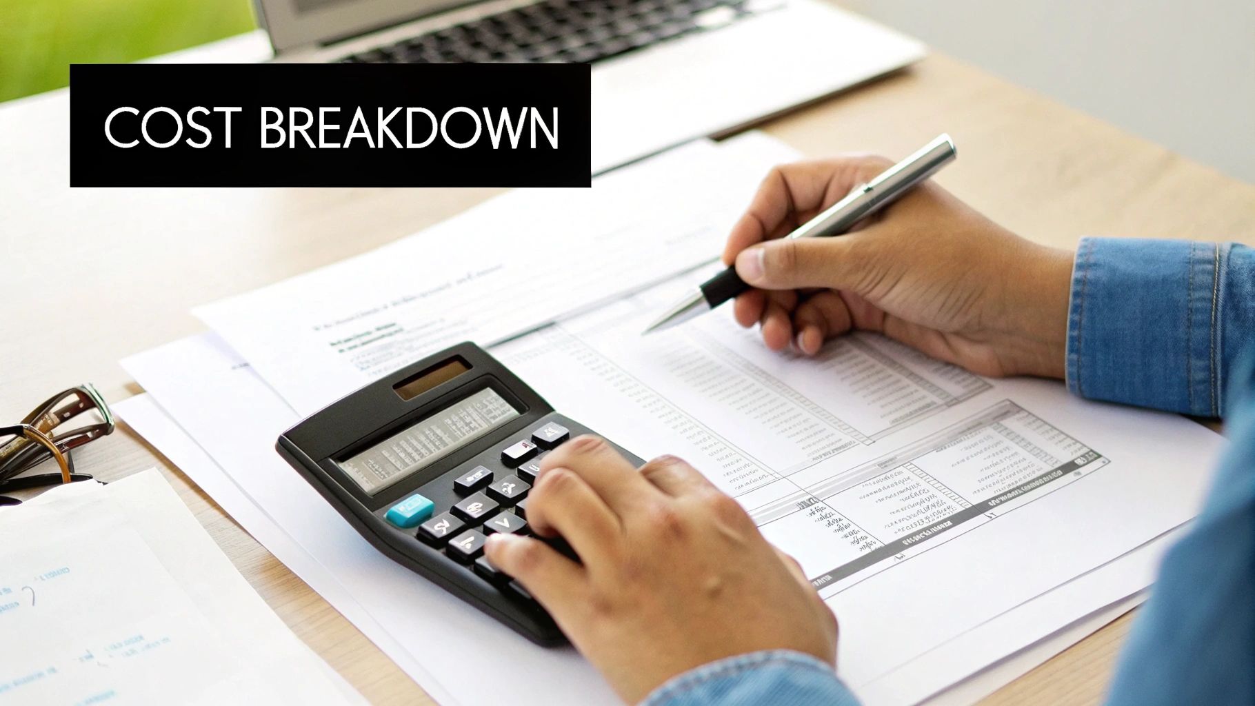 A stack of coins and a calculator on a desk, symbolising the financial planning involved in a private ADHD assessment.