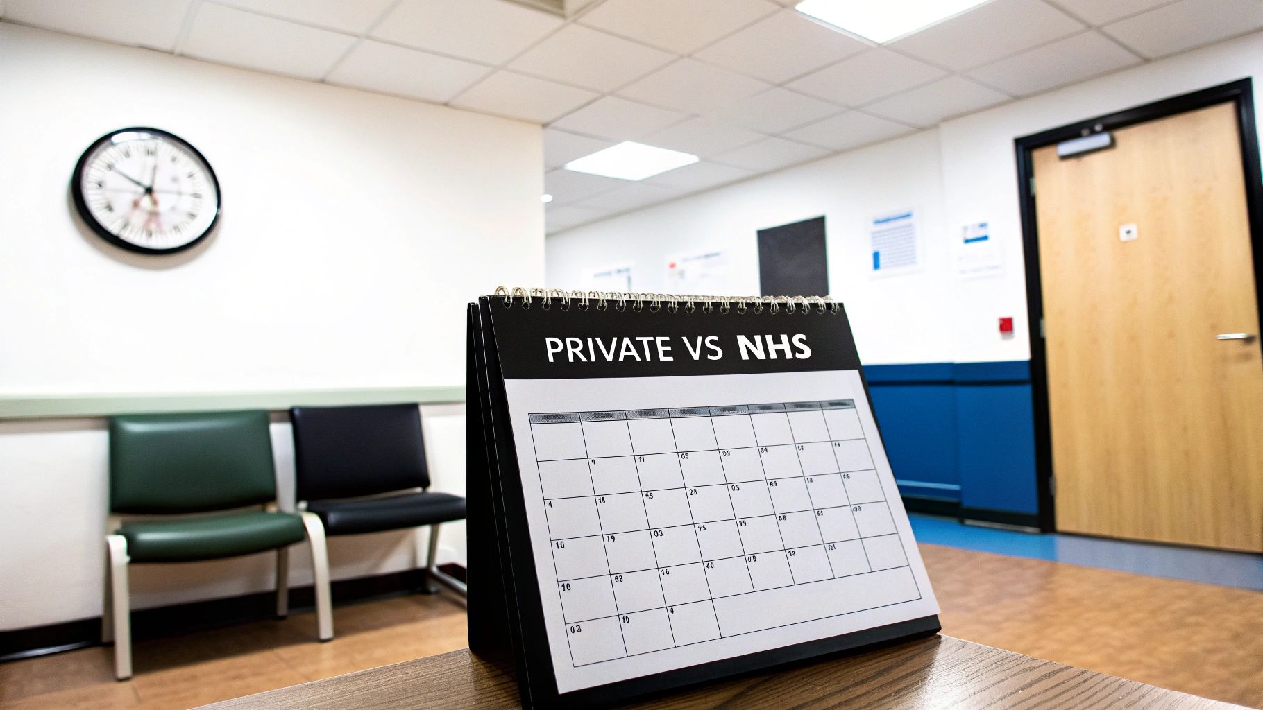 A person using a magnifying glass to examine a document, symbolising careful vetting of a clinic.